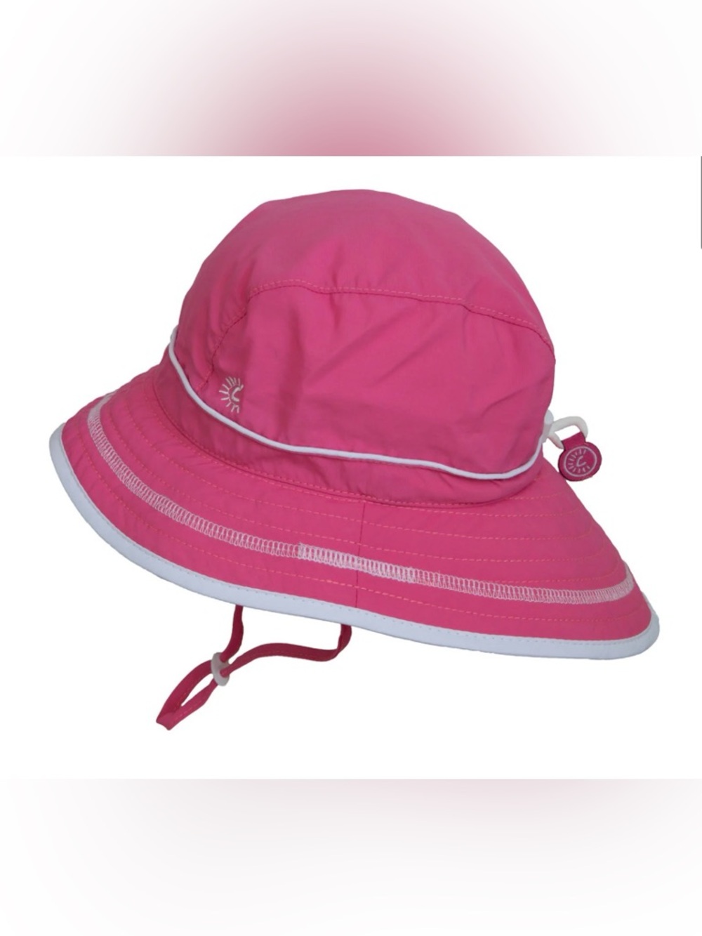 CaliKids 6-12 month Pink Kids Sun Hat with White Trim